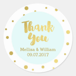 Sky Blue Gold Confetti Gastgeschenk Hochzeit Tags Runder Aufkleber