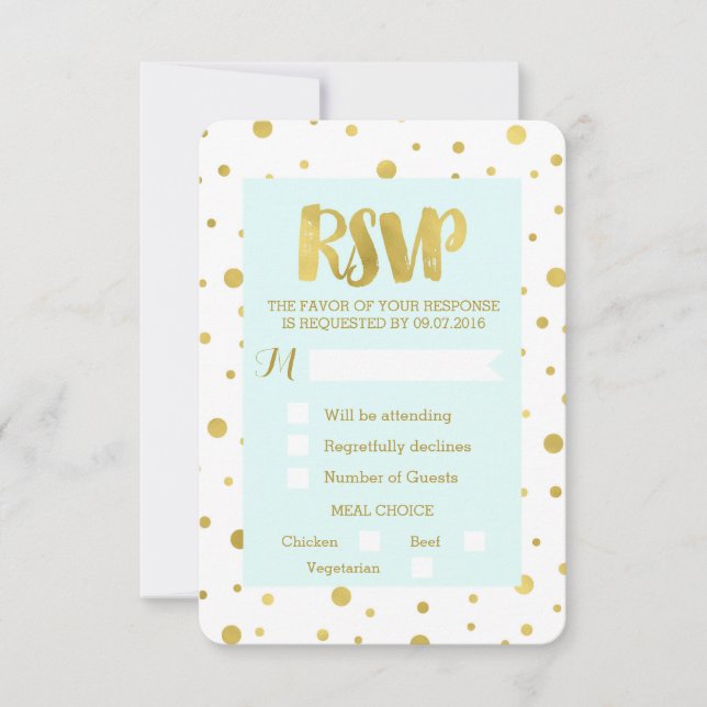 Sky Blue Gold Confetti UAWG Wedding Card Einladung (Vorderseite)