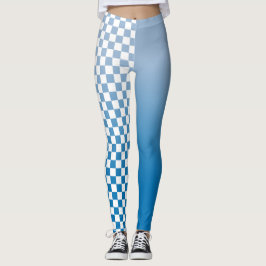 Sky Blue Gradient and Checkered Pattern Leggings