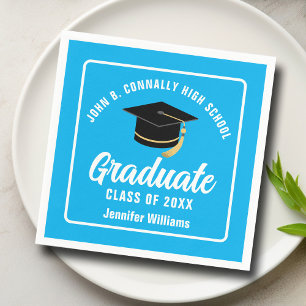 Sky Blue Graduate Custom Graduate Party Serviette