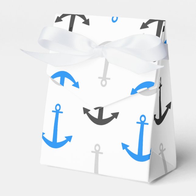 Sky Blue, Grau, Anchors; nautisch Geschenkschachtel (Vorderseite)