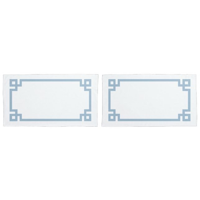 Sky Blue Greek Key Border King Size Kissenbezug (Vorderseite-Set)