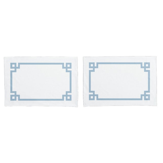 Sky Blue Greek Key Border Standard Kissenbezug (Vorderseite-Set)