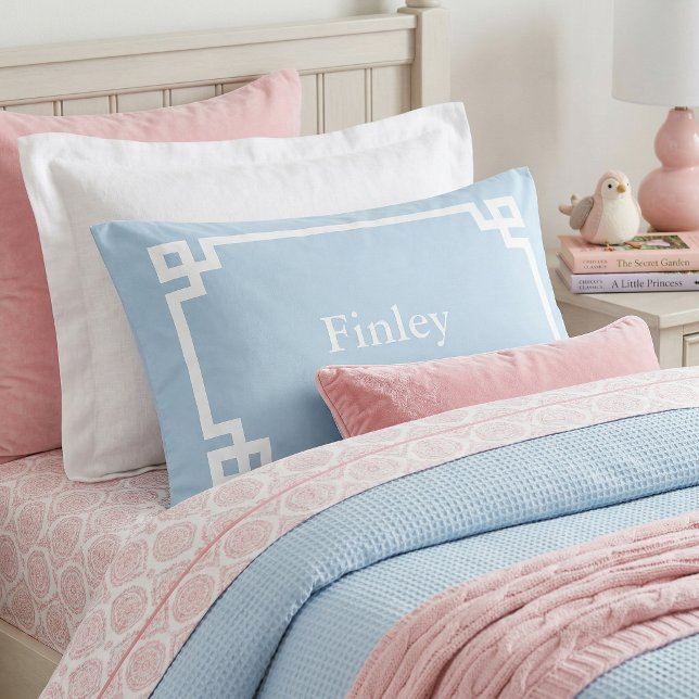 Sky Blue Greek Key Monogram Standard Pillow Case Kissenbezug (Von Creator hochgeladen)