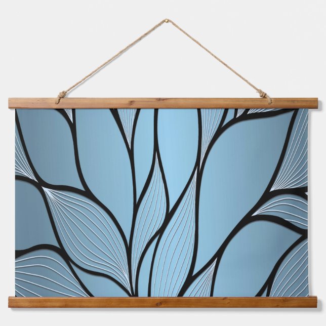Sky Blue Hues Creative Verlass Pattern Wandteppich Mit Holzrahmen (Vorne)