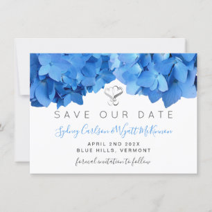 Sky Blue Hydrangea Floral Zwei Herzen Save The Date
