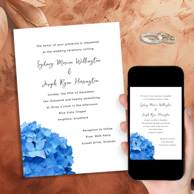 Sky Blue Hydrangea Hochzeitseinladung Einladung (Von Creator hochgeladen)