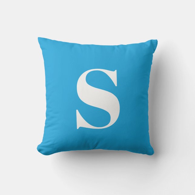 Sky Blue Initial Mit Monogramm Outdoor Pillow Kissen (Vorderseite)