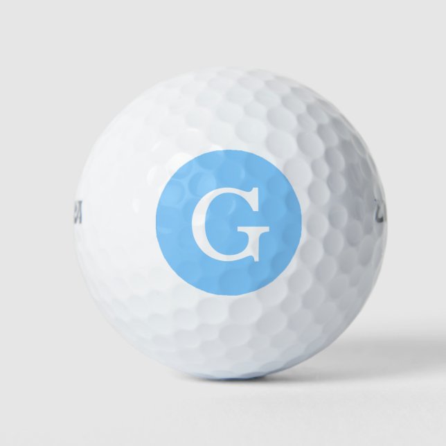 Sky Blue Initial Monogram Golfball (Vorderseite)