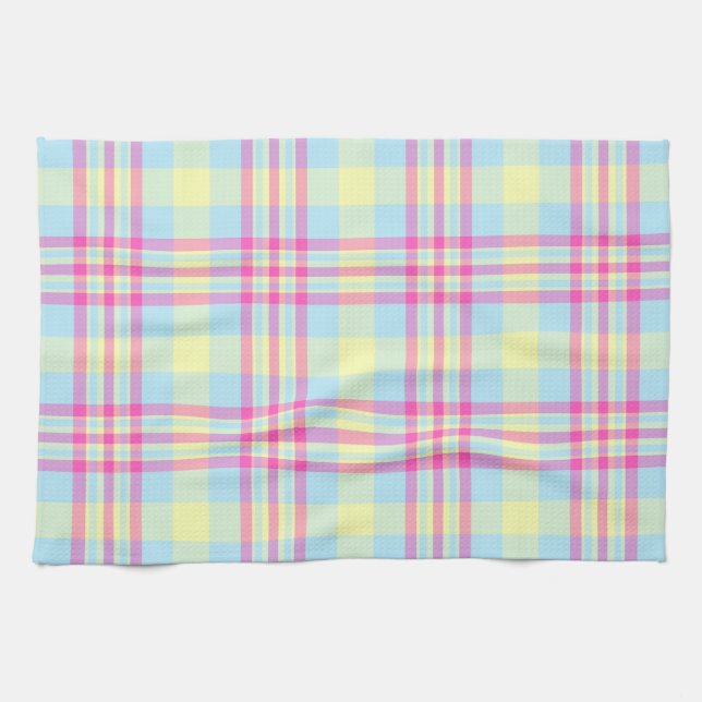 Sky Blue Kitchtuch mit rosa Karos & Soft Pea Geschirrtuch (Horizontal)