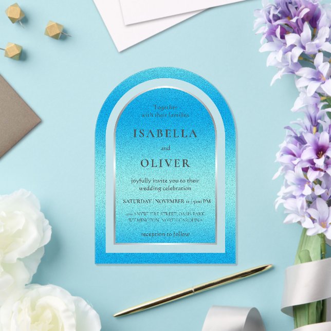 Sky blue light gradient wedding acryleinladungen (Insitu (Hochzeit))