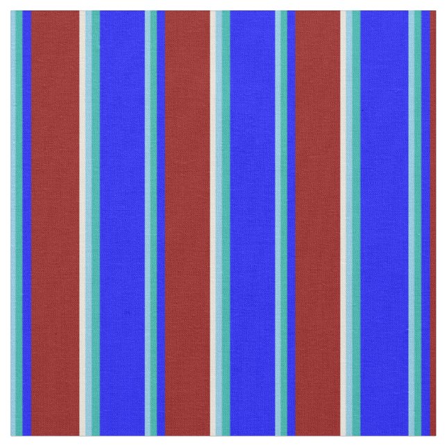 Sky Blue, Light Sea Green, Blue, Dark Red & Beige Stoff (Nahaufnahme)