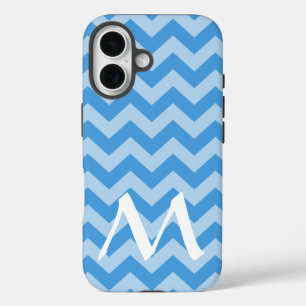 Sky Blue Marokcan Moods Chevrons mit Monogram iPhone 16 Hülle