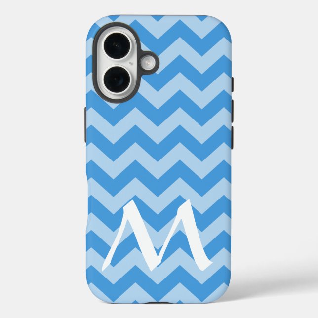 Sky Blue Marokcan Moods Chevrons mit Monogram Case-Mate iPhone Hülle (Rückseite)