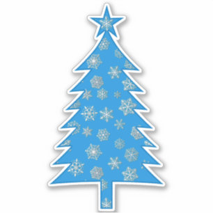Sky Blue mit Snowflakes Weihnachtsbaum Sticker