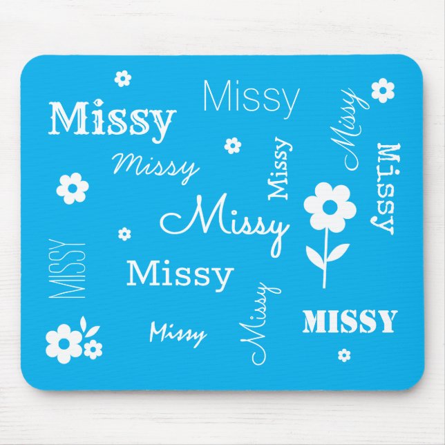 Sky Blue mit weißen Blume, individueller Maus-Pad Mousepad (Vorne)