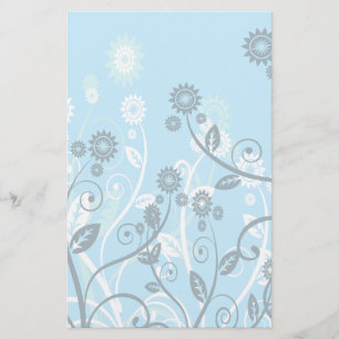 Sky Blue Modern Floral Briefpapier