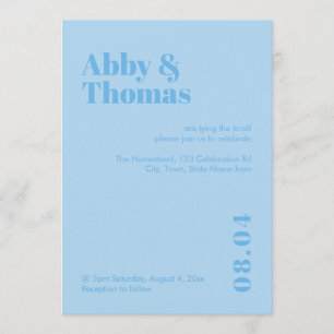 Sky Blue Modern Minimalistisch Simple Bold Wedding Einladung
