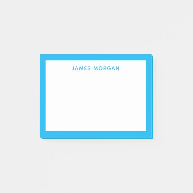 Sky Blue Modern Name Beruflich Post-it Klebezettel (Vorderseite)