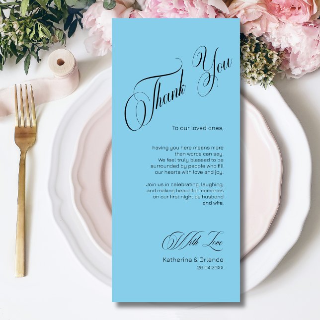 Sky Blue Modern Place Setting Thank You Card Programm (Von Creator hochgeladen)