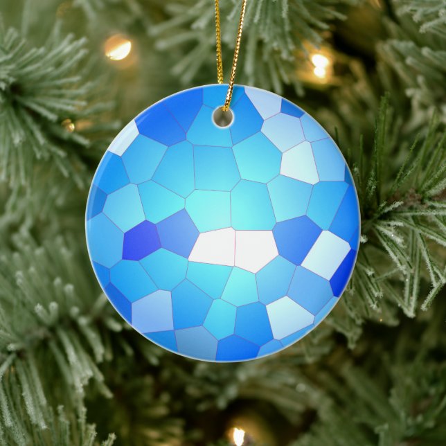 Sky Blue Mosaic Muster Keramik Ornament (Baum)
