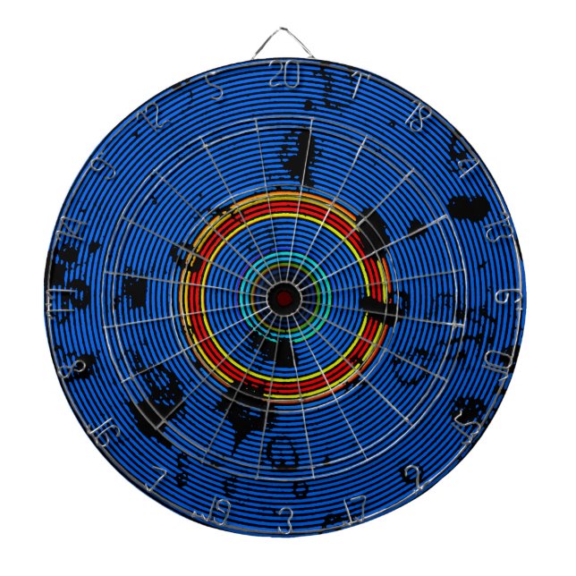 Sky Blue Multicolor Vinyl Disk Texture Muster Dartscheibe (vorne)