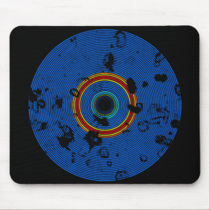 Sky Blue Multicolored Vinyl Disk Texture Muster Mousepad