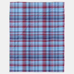 Sky Blue Navy Burgundy Preppy Madras Fleecedecke