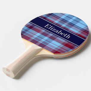 Sky Blue Navy Burgundy Preppy Madras N Monogram Tischtennis Schläger