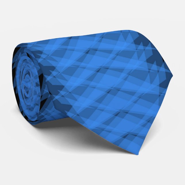 Sky Blue On Black Spiny Modern Abstract Design  Krawatte (Gerollt)