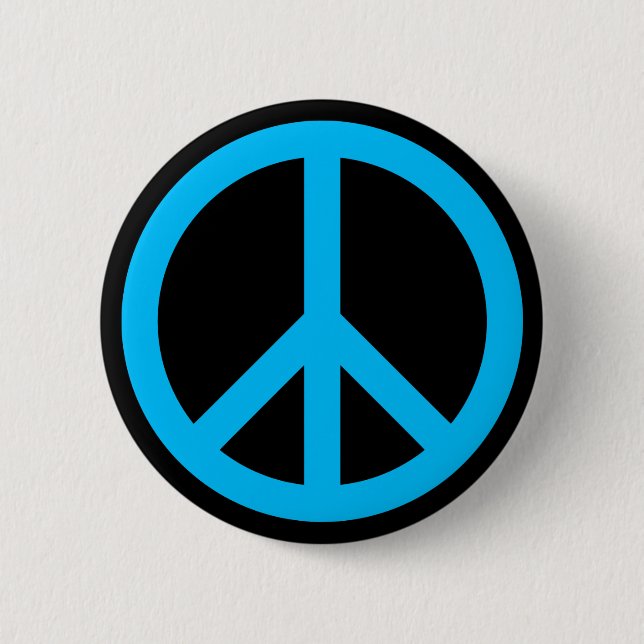 Sky Blue Peace Symbol Button (Vorderseite)