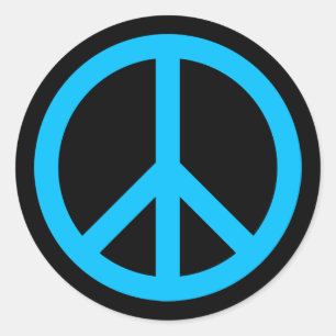 Sky Blue Peace Symbol Runder Aufkleber