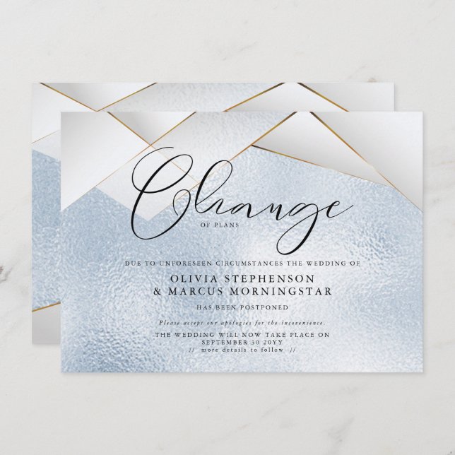 Sky Blue Pearl Facets verschoben Hochzeit Einladung (Vorne/Hinten)