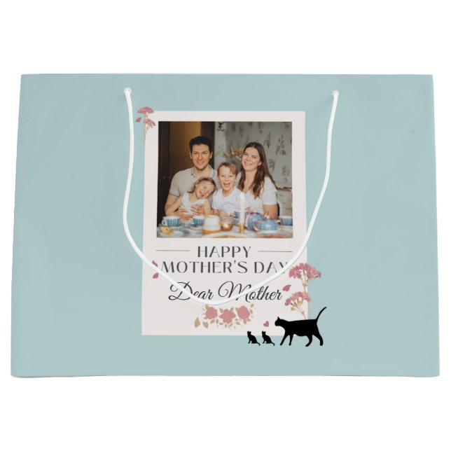 Sky Blue Personalisiertes Foto und Muttertag Große Geschenktüte (Vorderseite)