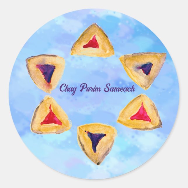 Sky Blue Purim Hamantaschen Runder Aufkleber (Vorderseite)