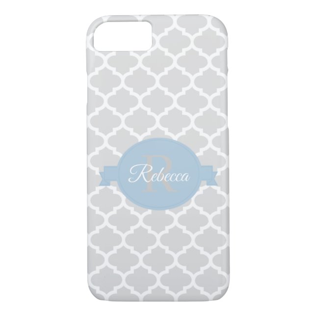 Sky Blue Quatrefoil Personalisiert Case-Mate iPhone Hülle (Rückseite)