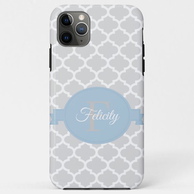 Sky Blue Quatrefoil Personalisiert Case-Mate iPhone Hülle (Rückseite)