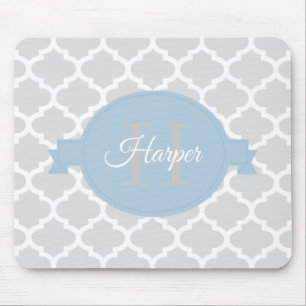 Sky Blue Quatrefoil Personalisiert Mousepad