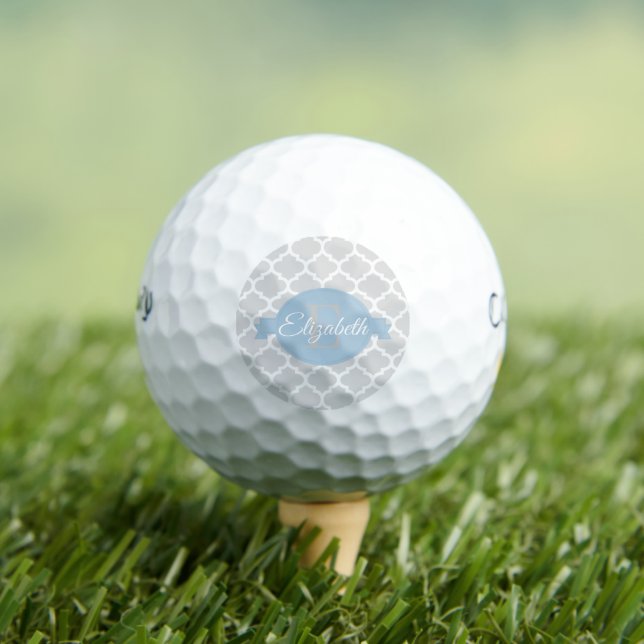 Sky Blue Quatrefoil Personalisierte Golfbälle (Insitu T-Shirt)