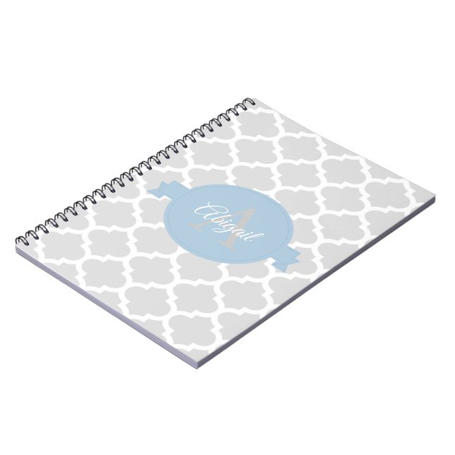 Sky Blue Quatrefolie Personalisiert Spiral Noteboo Notizblock (Linke Seite)