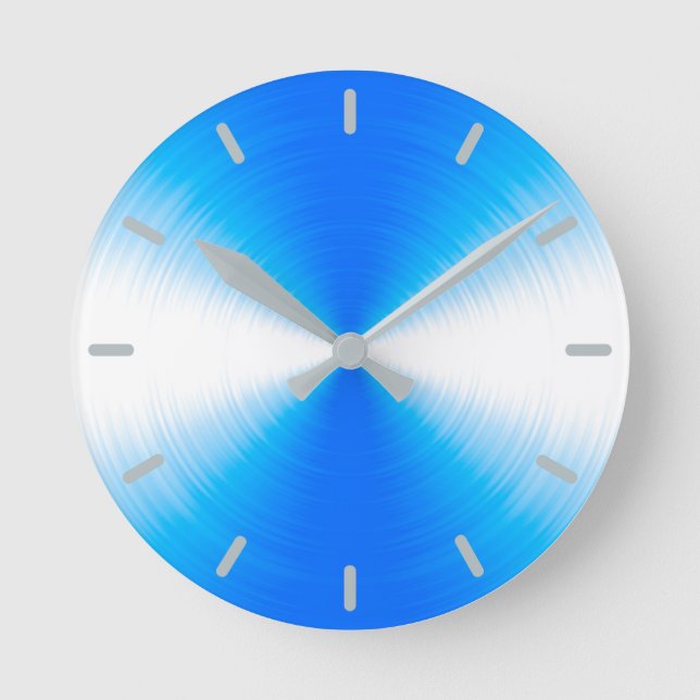 Sky Blue Radiant Contemporary Runde Wanduhr (Vorderseite)