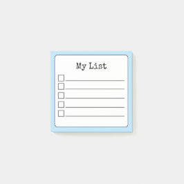 Sky Blue Retro Lined Checkliste Post-it Klebezettel