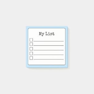 Sky Blue Retro Lined Checkliste Post-it Klebezettel