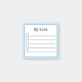 Sky Blue Retro Lined Checkliste Post-it Klebezettel