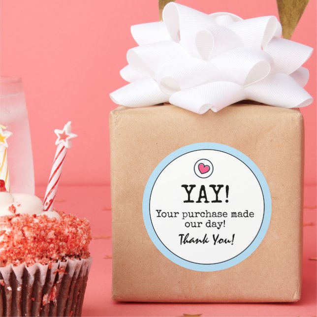 Sky Blue Retro mit Herz Business Vielen Dank Runder Aufkleber (Party)