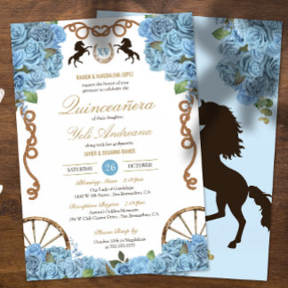 Sky Blue Rose Western Ranch Thema Quinceañera Einladung