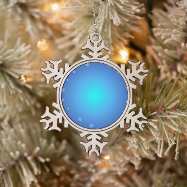 Sky Blue Schneeflocken Zinn-Ornament (Baum)