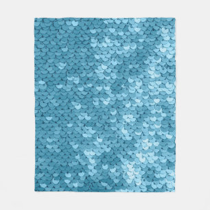 Sky blue shiny fabric with sequins, abstract backg fleecedecke