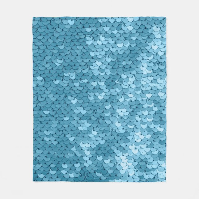 Sky blue shiny fabric with sequins, abstract backg fleecedecke (Vorderseite)