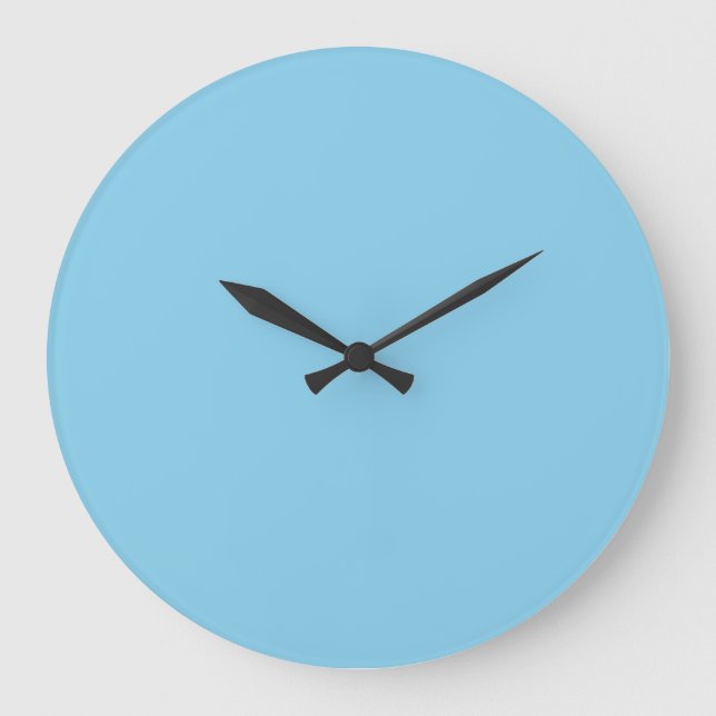 Sky Blue Solid Color Große Wanduhr (Vorderseite)